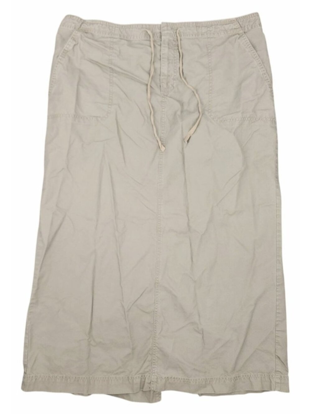 Women's Old Navy Vintage Long Skirt Army Green Drawstring Back Split 18 Cotton